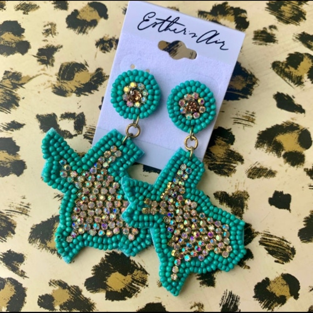 Country Chic Turquoise Texas Statement Earrings
